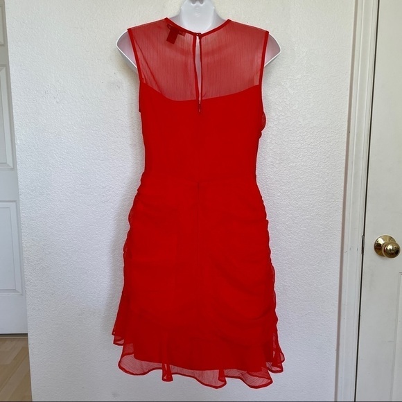 The East Order Red Orange Ruffle Mesh Mini Dress - Picture 4 of 6